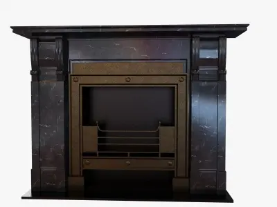 Black marble vintage fireplace 3D model