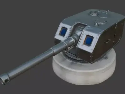 WWII Coastal Defense Battery 3D Model Low-poly 3D model