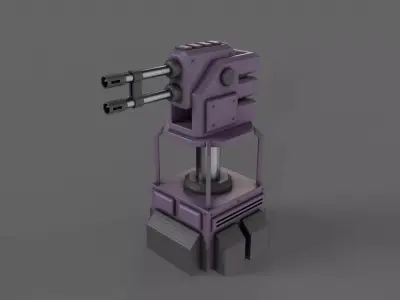 PBR Turret Gun 02 Purple Low-poly 3D model