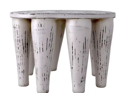 Antique White Nupe Stool 3D model