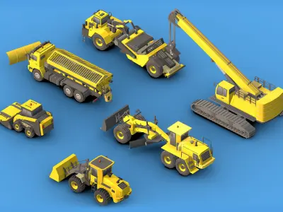 Collection Construction Vehicles Low- Poly 2 Low-poly 3D model