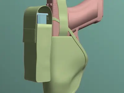 9mm Gun with Holster 3D model
