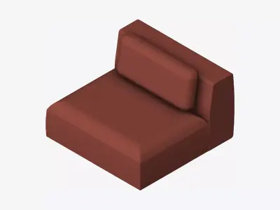 Seat - Sofa - Simplicity - Single - No Arm Low-poly 3D model