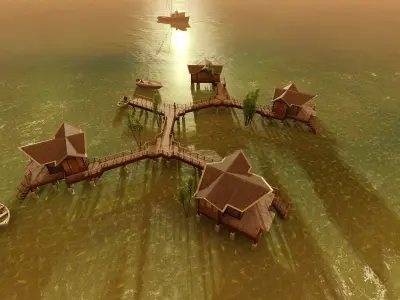 Hotel Beach 3D model get