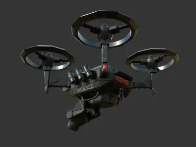 SciFi Police Drone Low-poly PBR game  model Low-poly 3D model