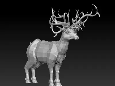 3D RAM LOWPOLY deer with antlers Low-poly 3D model