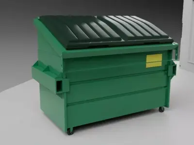 Dumper Shipping Container and Concrete Barrier 3D model