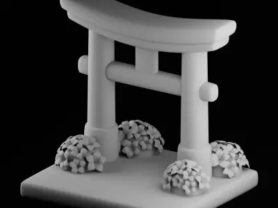 Stylized Japanese Torii Gate  Cartoon Shrine Entrance Low-poly 3D model