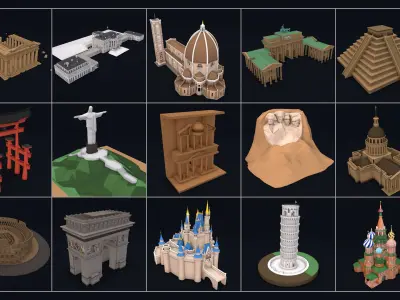 World Landmarks Monument Mega Pack Collection 3D model