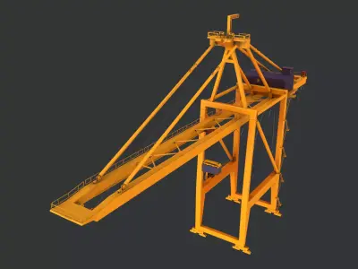 PBR Quayside Container Crane Version 1 - Yellow Dark Low-poly 3D model