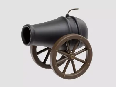 Cannon cartoon Low-poly 3D model