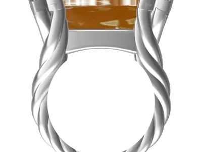 Cushion Cut Stone Split Rope Shank Ring 3D print model