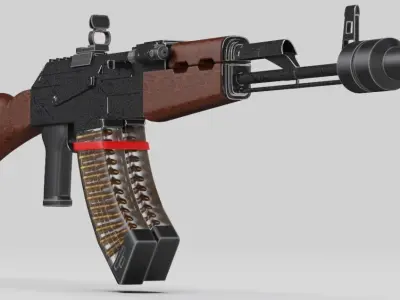 AK47 Kalashnikov Rifle with scope and laser  3D model