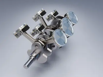 Animated V8 Engine 3D model