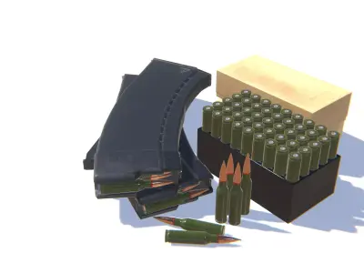 5-45x39 Ammo Pack Low-poly 3D model