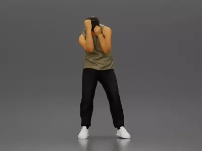 Man in Casual Outfit Defending Against Attack in Intense Fight 3D print model