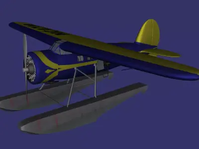 Lockheed Vega with floats Low-poly 3D model