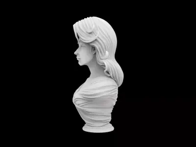 Romantic Woman Bust Sculpture with Base for 3D Print 3D print model