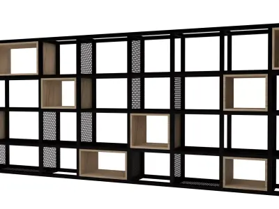 Industrial Metal Wooden Shelf 3D model