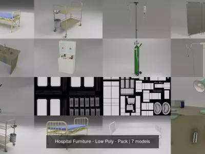 Hospital Furniture - Low Poly - Pack