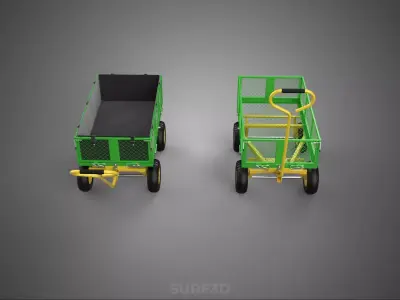 WAGON CART TROLLEY TRAILER DETACHABLE MESH CLOTH POCKET TRAY TUB 3D model