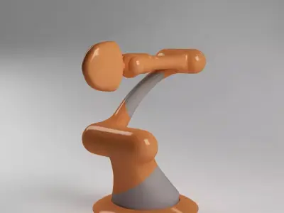 Industrial Robot arm joint orange and gray 3D model