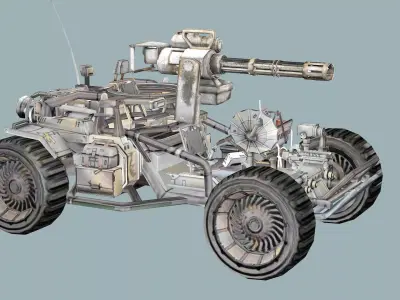 Post-Apocalypse Buggy Car I With Gunholder 3D Model Low-poly 3D model