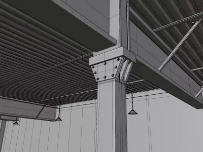 Empty Warehouse Interior Low-poly 3D model