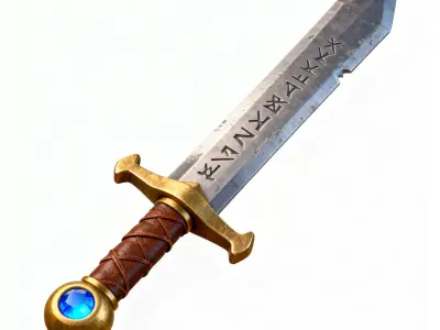 Stylized Fantasy Runic Sword 3D Model Low-poly 3D model