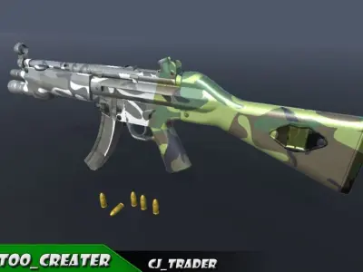 Military SMG-MP5 Riffle 3d model Low-poly 3D model
