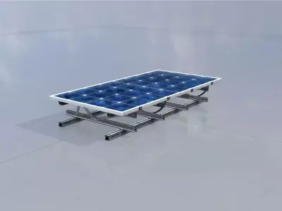 Solar module version 3 2x4m tilt angle 0 degrees with stand Low-poly 3D model