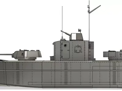 BK1124 Bronekater Soviet River Monitor RC Model 3D print model