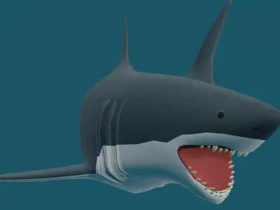 Semi-Realistic Great White Shark Low-poly 3D model