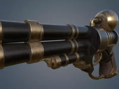 Stylized Barrel Gun Game Ready Weapon 3D Model Low-poly 3D model