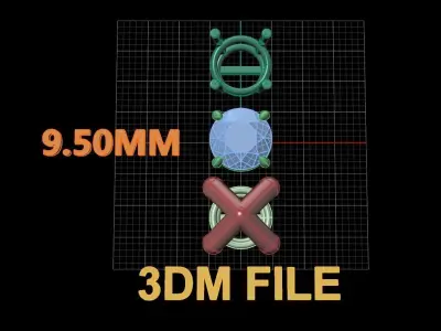 4-Prong Solitaire Earring Basket 9MM50 3D print model