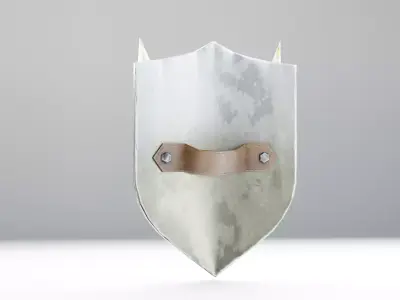 Stylized Crimson Crusader Kite Shield Low-poly 3D model