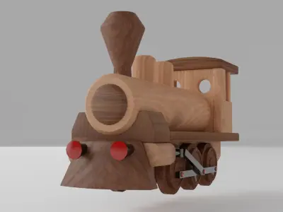 Modular Wooden Toy Railway Low-Poly Low-poly 3D model