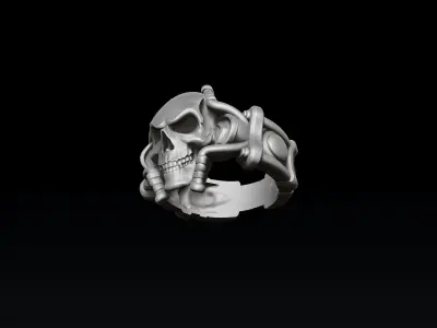 Skull Biker Ring 3D print model