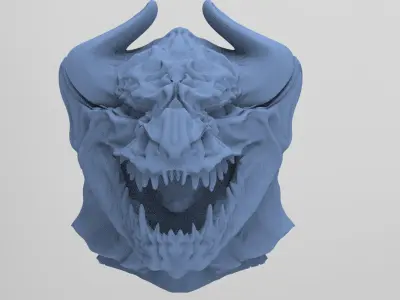  Monster head sculpt Horned 3D model