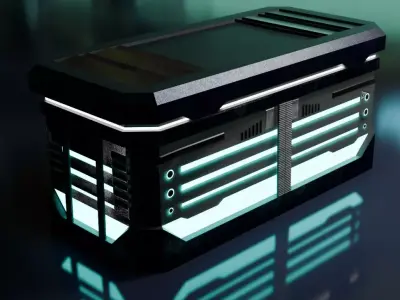 Cyberpunk Tron Crate Low-poly 3D model