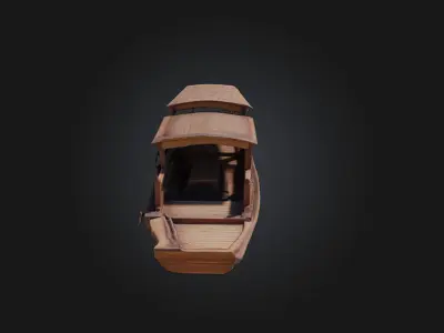 Wooden Sampan Model  Glide Through Tranquil Waters 3D model