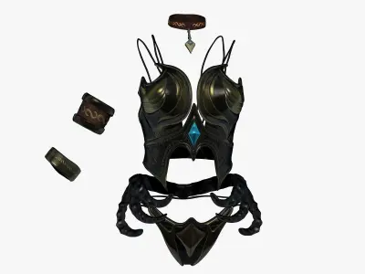 Woman Upper-body Armor Set Sculpt 3D model