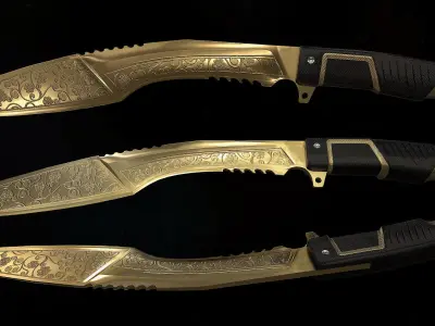 Golden Kukri Low-poly 3D model