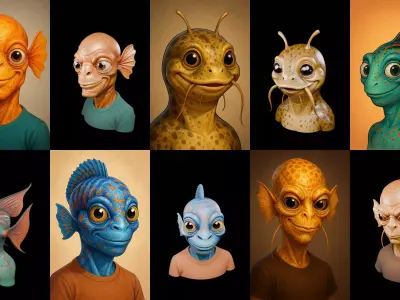 Head Fish bundle 13 pack 100 glb 3D model