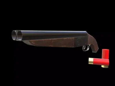 Short Double Barrel Low-poly 3D model