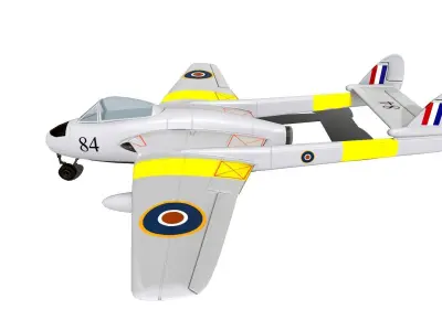 De Havilland Vampire British Fighter Jet Low-poly 3D model