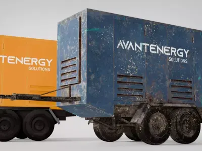 Mobile Generator Trailer New and Worn Versions Low-poly 3D model