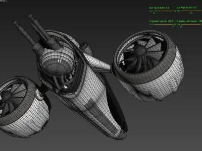 Drone Model star wars spaceship with two propellers 3D model