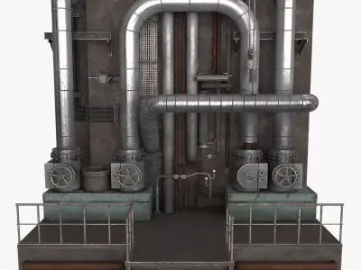 Industrial Pipes v5 Low-poly 3D model