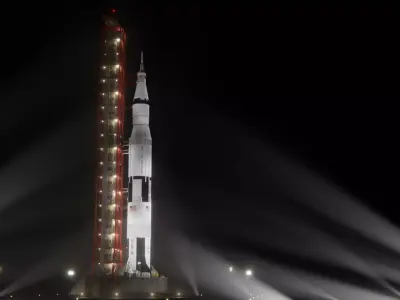 Saturn V Launch Vehicle with Apollo Spacecraft and Launch Tower 3D model